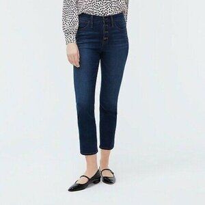 J. Crew High-Rise Vintage Straight Jean with Button Fly in Stormy Ink Size 28